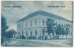Csák, Csákova, Ciacova; M. kir. állami elemi iskola / elementary school (gyűrődés / crease)