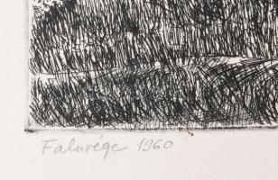 Gönczi Béla (1934-): Faluvége, 1960. Rézkarc, papír, jelzett, 20×30 cm