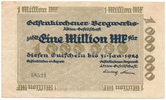 Németország / Weimari Köztársaság / Gelsenkirchen 1923. 1.000.000M T:F Germany / Weimar Republic / Gelsenkirchen 1923. 1.000.000 Mark C:F