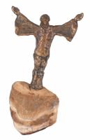 Assisi Szent Ferenc szobra. Bronz, kő talapzaton, jelzés nélkül, m: 29 cm