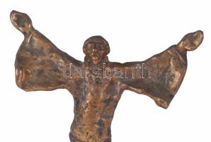 Assisi Szent Ferenc szobra. Bronz, kő talapzaton, jelzés nélkül, m: 29 cm