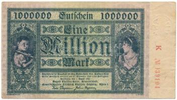 Németország / Weimari Köztársaság / Hamborn 1923. 1.000.000M szárazpecséttel T:F Germany / Weimar Republic / Hamborn 1923. 1.000.000 Mark with embossed stamp C:F