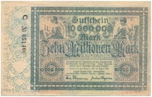 Németország / Weimari Köztársaság / Hamborn 1923. 10.000.000M szárazpecséttel T:F pici szakadások Germany / Weimar Republic / Hamborn 1923. 10.000.000 Mark with embossed stamp C:F tiny tears