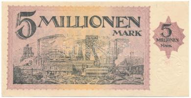 Németország / Weimari Köztársaság / Hamborn 1923. 5.000.000M szárazpecséttel T:XF sarokhajtások
Ger...
