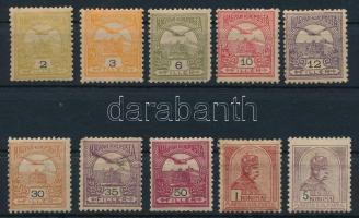 1904 Turul 10 klf bélyeg (176.000) (2f saroktörés / folded corner, 35f papírelvékonyodás / thin paper, 1K gumihiba / gum disturbance)