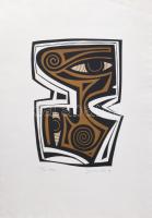 Jaroslav Svab (1906-1999): Fej. Linómetszet, papír, jelzett, számozott (121/130), 24,5×18 cm