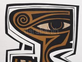 Jaroslav Svab (1906-1999): Fej. Linómetszet, papír, jelzett, számozott (121/130), 24,5×18 cm