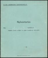 ca 1910 Debreceni Vámőrkerület nyilvántartás ruházat és egyéb felszerelési tárgyakról. Kitöltetlen 32p.