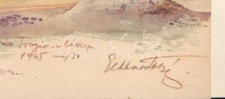 Gebhardt Béla (1901-1990): Trogiri látkép (Dalmácia, Horvátország, Jugoszlávia), 1965. Akvarell, pap...