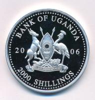 Uganda 2006. 2000Sh Ag "A labdarúgás halhatatlanjainak csarnoka - Brazília 1980-as évek / Zico" kapszulában, bizonytalan ezüsttartalmú! T:PP Uganda 2006. 2000 Shillings Ag "The Hall of Fame of Football - Brazil 1980's / Zico" in capsule, uncertain silver content! C:PP