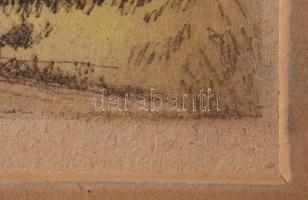 Zádor István (1882-1963): Hazafelé. Színezett rézkarc, papír, jelzett (halványan), paszpartun ázásny...