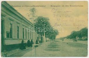 1914 Szakálháza, Sacalaz (Temes, Timis); Fő utca, Községháza. Feszl József kiadása 138. (W.L. ?) / Hauptgasse mit dem Gemeindehaus / main street, town hall (EB)