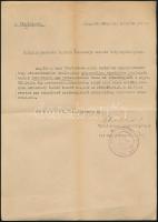 1944 Zsidó tanulók iskolába járásról szóló körlevél, 1944. szept. 2., "sárgacsillag viselésére kötelezett tanuló iskoláinkba nem járhat", "Katolikus-Tanügyi Igazgatóság" pecséttel, nyomtatott aláírással, hajtott.