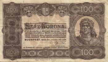 1913-1923. Kis korona tétel 10K fny-sal, 20K fny-sal, 100K (3x) T.W. nyomdahely jelölés nélkül + 100...