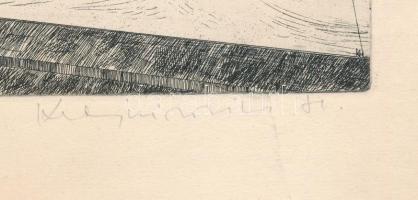 Krajcsirovits Henrik (1929-2007): Martos Flóra Kollégium. Rézkarc, papír, jelzett, 19,5×29,5 cm