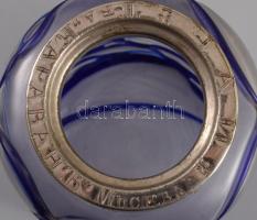 Szecessziós Art nouveau tejüveg teásdoboz. Maltsov gyár, Oroszország, ca 1900. Karaván tea. Ezüstözö...