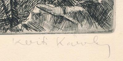 Kerti Károly (1917-1986): Esztergom, Tanítóképző. Rézkarc, papír, jelzett, 19,5×29 cm