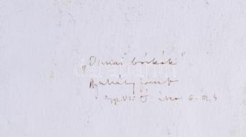 Buhály József (1945-): Dunai bárkák. Akvarell, papír, jelzett a hátoldalán. Paszpartuban, 28×38 cm