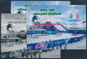 2025 XXV. Téli olimpiai játékok 2026 Milánó és Cortina d'Ampezzo 3 db-os emlékív garnitúra azonos (No 0016) sorszámmal
