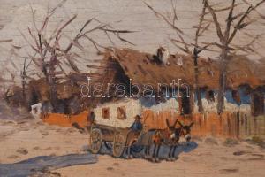 Németh György jelzéssel: Utcarészlet. Olaj, fa. Fakeretben. 21×34 cm