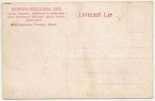 Dés, Dej; Európa szálloda és kávéház (tulajdonos Prunner Albert), Kereskedelmi utazók otthona, Feszt...