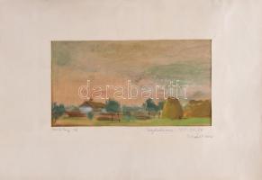 Aczél Ilona (1929-2000): Vásárhelyi táj, 1955. Akvarell, papír. Jelzett. Paszpartuban. 15×26 cm