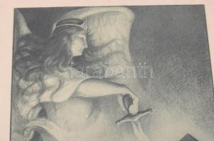 1920 Erhardt Ernő (1898-1958) Arad. Litográfia, üvegezett keretben. Tolnay könyvkiadó. Jelzett. 15x2...