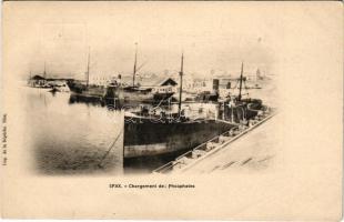 Sfax, Chargement des Phosphates / port, steamship (EK)