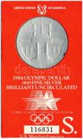 Amerikai Egyesült Államok 1984S 1$ Ag "XXIII. Nyári Olimpiai Játékok, Los Angeles" eredeti, sorszámozott karton díszcsomagolásban T:BU USA 1984S 1 Dollar Ag "Los Angeles XXIII Olympiad" in original, serial numbered cardboard blister C:BU Krause KM#210