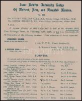 1921 Az Isaac Newton páholy meghívója és tisztségviselői 23x36 cm