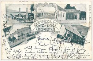 1901 Nándorhegy, Otelu Rosu, Ferdinand, Ferdinandsberg; Acélgyár, Martin kemence, üzlet. Haloska János fényképész kiadása, szecessziós-virágos keret / steel factory, shop. Art Nouveau, floral frame (fl)