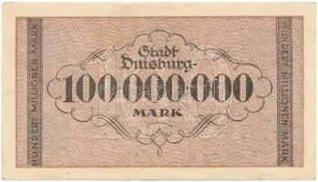 Németország / Weimari Köztársaság / Duisburg 1923. 100.000.000M T:F
Germany / Weimar Republic / Dui...