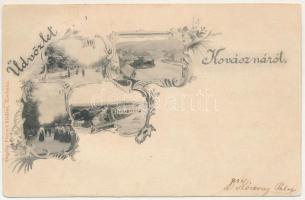 1899 Kovászna, Covasna; fürdő. Bogdán Ferenc kiadása, szecessziós-virágos keret / spa. Art Nouveau, floral frame (Rb)