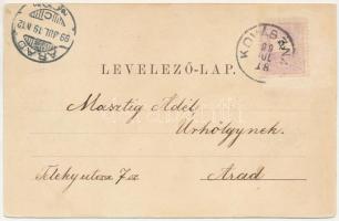 1899 Kovászna, Covasna; fürdő. Bogdán Ferenc kiadása, szecessziós-virágos keret / spa. Art Nouveau, ...