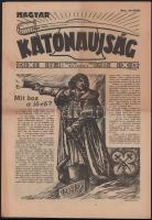 Magyar Katonaújság. Szerkeszti: Rózsás János. Megjelenik hetenként. V. évfolyam, 1. szám. (1942 01 03) Jó állapotban (Budapest), . Vitézi Rend Zrínyi Csoportja - Stádium Sajtóvállalat Rt. 8 p. Folio. Az 1938-1944 között megjelenő, felvételekkel, rajzokkal, stratégiai térképvázlatokkal gazdagon illusztrált katonai hetilap a Vitézi Rend Zrínyi Csoportjának folyóirata volt. Gazdagon illusztrált folyóiratunk állandó rovatai közül a háborús eseményeket taglaló "Mi történt az elmúlt héten?" a legfontosabb, a diplomáciai-geopolitikai eligazodásban "A világ forgása" című rovat segít, a "Földünk, Népünk, Gazdaságunk, Műveltségünk" című rovat pedig honismereti és nemzetpolitikai írásokat közöl, melyek a háborús részvétel jelentőségét tágabb kontextusba helyezik. Lapszámainkat emellett háborús hőstettekről írt megemlékezések és hadtechnológiai írások is színesítik.