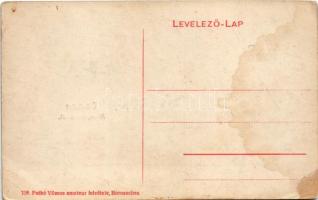 Menyháza, Monyásza, Moneasa; fürdő, nyaralók. Patkó Vilmos amateur felvétele, szecessziós-virágos ke...