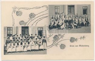 Kisdisznód, Michelsberg, Cisnadioara; erdélyi szász népviselet. Josef Briegel fényképész / Transylvanian Saxon folklore. Floral (EK)