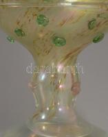 Smetana Ágnes (1961-) Kehely plasztikus virág díszítéssel. Anyagában színezett, üvegszál ráillesztés...