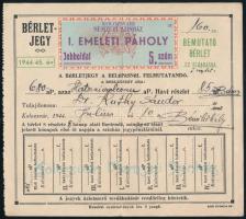 1944 Kolozsvári Nemzeti Színház bérletjegy Kuthy Sándor részére