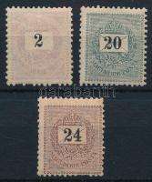 1898 3 klf érték (22.000) (foghibák / perf. faults)