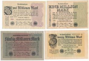 Német Birodalom / Weimari Köztársaság / Berlin 1923. 1.000.000M + 2.000.000M + 20.000.000M + 50.000.000M T:F German Empire / Weimar Republic / Berlin 1923. 1.000.000 Mark + 2.000.000 Mark + 20.000.000 Mark + 50.000.000 Mark C:F