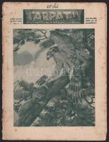 1936 Carpatii, Vânătoare - Pescuit - Chinologie, Anul IV. No. 5., román nyelvű vadászati-halászati-kinológiai folyóirat egy száma, fekete-fehér képekkel, kiadói tűzött papírkötés, sérült, foltos, a tűzéstől elváló borítóval