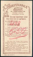 cca 1930-1940 Britannia Szálló (Bp., VI., Teréz körút 39.) szobajegy