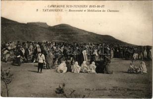 1918 Tatahouine; Campagne sud-Tunisien 1915-17 / Combats in south Tunisia, camels, crowd, native people, soldiers, WWI. J. Allouche (EK)