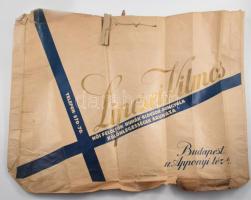 cca 1930 Lipcsei Vilmos női felöltők, ruhák, blousok, pongyola különlegességek áruháza reklám papírszatyor, kissé viseltes állapotban, 41,5x56 cm