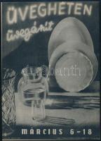 1950 Üveghéten üvegárut kisplakát, villamosplakát, 19,5x28 cm