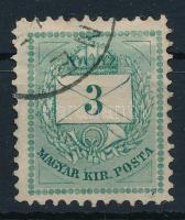 1881 Színesszámú 3kr I. lemez, a jobb oldali koszorú mellett ritka javítással