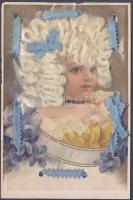 Baroque girl with real hair litho