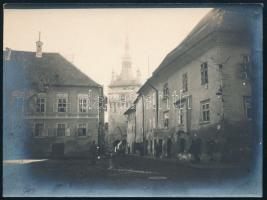 cca 1920 Segesvár (Sighisoara), óratorony, fotó, 9x12 cm