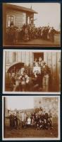 1910 Turócszentmárton (Martin), mulatozó társaság, 3 db fotó, 9x12 cm